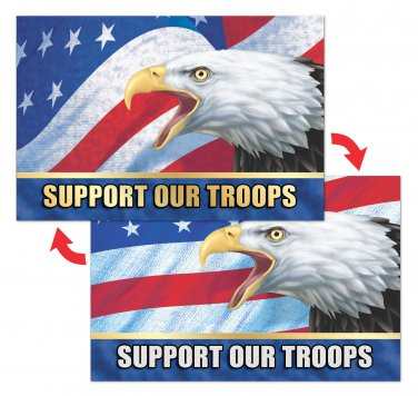 Refrigerator Magnet American Eagle Support Our Troops Lenticular #MA4X6-250-SU#
