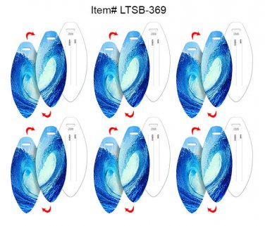 Ocean Beach Wave Lenticular Flip Luggage Tag Surf Board Shape SETOF6 #LTSB-369#