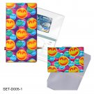 Checkbook Cover Business Card Holder Smiley Faces Purple Lenticular #SET-D005-1#