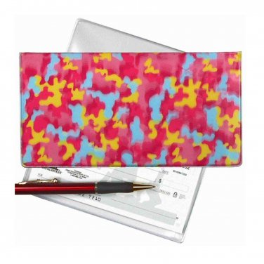 Checkbook Cover Green Pink Blue Futuristic Camouflage Lenticular #CBC-RD131#