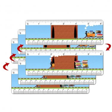 Ruler Bookmark Book Train 6 Inch Animated Lenticular 3 pcs. #RU06-354MI-S3#