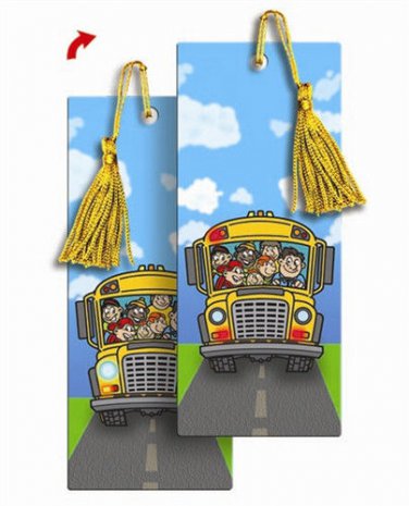 3D Lenticular School Bus Back to School Bookmark Book Mark #BM25X6-270#