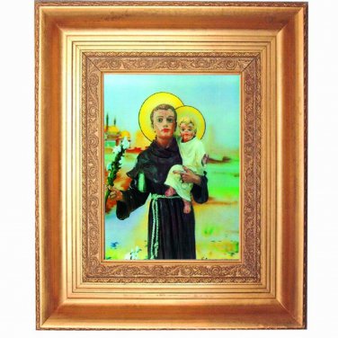 Saint Anthony Infant Jesus Gold Leaf Frame 20x23" Intage #RCC-604-PI-CASSINO#
