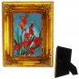 3D Lenticular Table Decor w Gold Wood Frame 7X8 Red Gladiolas #PK-245-FR4x6-G02#