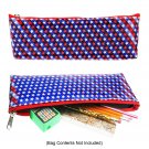 Lenticular Pattern-Changing Red White Blue USA Flag Pencil Case #Sobre-R148#