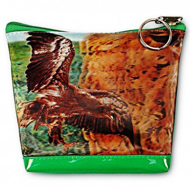 3D Lenticular Universal Purse Bag Brown Hawk Eagle Flying #PK-068-PAVIA#