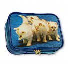 White Kitten Cat Family  Blue Purse Make-Up Bag 3D Lenticular  #SSP-391-PRADO#