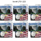 SETOF6 Lenticular Luggage Bag Travel Tag White House, USA Flag, Eagle -LT01-223