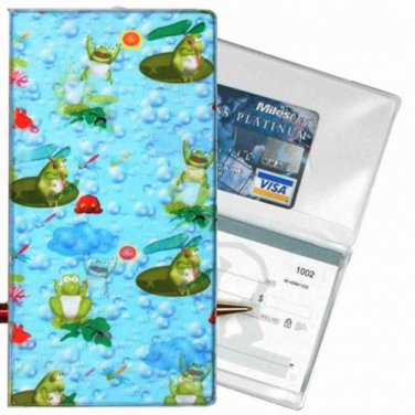 Checkbook Cover 3D Lenticular Frogs Lilly pad Lillipad Lilypad Pond  #CBC-RD029#