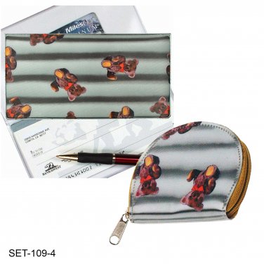 Checkbook Cover & Coin Purse 3D Lenticular Teddy Bear Teddybear  #SET109-4#