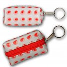 Polka Dot White Lipstick Coin Purse Keychain Lenticular Spinning #R-041-GLOBI#