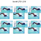 SET OF 6 Lenticular Animated Olympic Swimmer Luggage Bag Travel Tag #LT01-219#