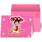 Betty Boop Happy Birthday Star Pink Kick Greeting Card Lenticular 3D #BB-204-HB#