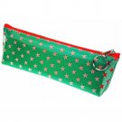 Lenticular White Red Stars Green Background Pencil Case #Sobre-012G#