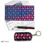 SETOF2- Lenticular Purple Blue Black Checkbook Cover Coin Keychain #SET-111-2#