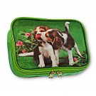 Green Purse Make-Up Bag Beagle Puppy Dogs Playing 3D Lenticular #VSP-002-PRADO#