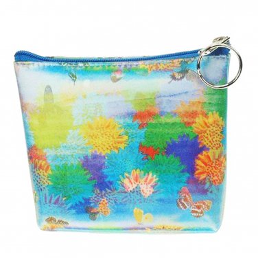 3D Lenticular Universal Purse Bag Butterflies Multicolor Flowers #R-055-PAVIA#