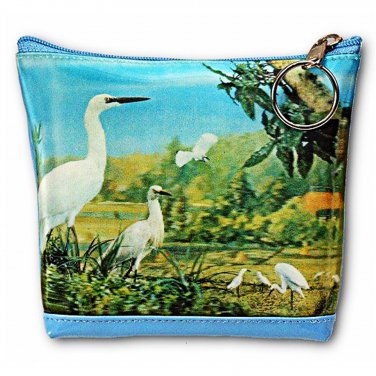 3D Lenticular Blue Universal Purse Bag Heron Bird Family Grazing #SSP-018-PAVIA#