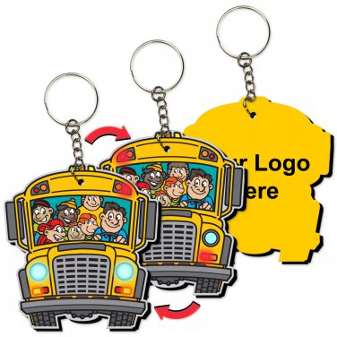 Personalized School Bus Back to School Key Chain 3D Lenticular #KCEVA-270-500#