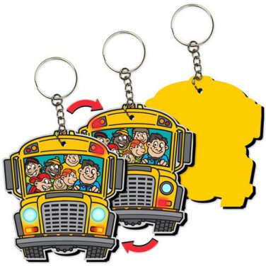 3D Lenticular School Bus Back to School Keychain Key Chain #KCEVA-270#