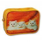 Yellow Purse Make-Up Bag Cute White Kitten Family 3D Lenticular #TP-304-ROMA#