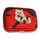 Red Purse Make-Up Bag White Kitten Siamese Kitty 3D Lenticular #TP-309-PRADO#