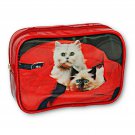 Red Purse Make-Up Bag Cute White Siamese Kitten 3D Lenticular #TP-309-ROMA#