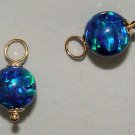 Amazing Color 8mm Lab Black Opal INTERCHANGEABLE Earring Charms YG or SS