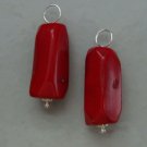 18-20mm Natural Red Coral INTERCHANGEABLE Earring Charms YOUR CHOICE YG or SS