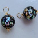 AAA 13mm Mosaic Paua Abalone Shell INTERCHANGEABLE Earring Charms YG or SS