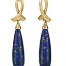 Long and Luscious 10.94ctw Lapis Lazuli Dangle Earrings 14K Solid Gold