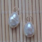 9-10mm White Freshwater Baroque Pearls INTERCHANGEABLE Earring Charms YG or SS