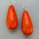 XL 12x26mm Orange Turquoise INTERCHANGEABLE Earring Charms YOUR CHOICE YG or SS