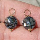 AAA 10mm Mosaic Paua Abalone Shell INTERCHANGEABLE Earring Charms YG or SS