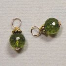 8mm Crackle Peridot Green Tourmaline Quartz INTERCHANGEABLE Earring Charms YG