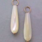 Long Sleek White Mother of Pearl Teardrops INTERCHANGEABLE Earring Charms YG SS