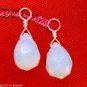 10x13mm Faceted Milky White Opalite INTERCHANGEABLE Earring Charms YG or SS
