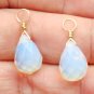 10x13mm Faceted Milky White Opalite INTERCHANGEABLE Earring Charms YG or SS