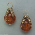 Fancy Dark 10mm Amber INTERCHANGEABLE Earring Charms YG or SS