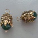 Crowned 10mm Emerald Green Jade INTERCHANGEABLE Earring Charms YG or SS