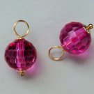 10mm Hot Pink GLITTERING Crystal INTERCHANGEABLE Earring Charms YG or SS