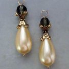 South Sea Shell Pearls & Smoky Quartz INTERCHANGEABLE Earring Charms YG or SS
