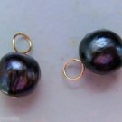 9-10mm Nugget Black Fresh Water Pearls INTERCHANGEABLE Earring Charms YG or SS