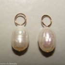 10mm Faceted White Fresh Water Pearls INTERCHANGEABLE Earring Charms YG or SS