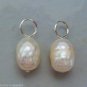 10mm Faceted White Fresh Water Pearls INTERCHANGEABLE Earring Charms YG or SS