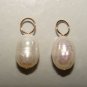 10mm Faceted White Fresh Water Pearls INTERCHANGEABLE Earring Charms YG or SS