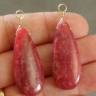 Beautiful 16x40mm Deep Pink Rhodonite INTERCHANGEABLE Earring Charms YG or SS 2"