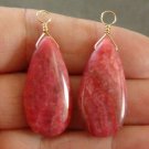 Beautiful 16x32mm Deep Pink Rhodonite INTERCHANGEABLE Earring Charms YG or SS