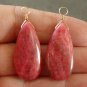 Beautiful 16x32mm Deep Pink Rhodonite INTERCHANGEABLE Earring Charms YG or SS