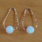 Fancy Hammered Gold with 6mm Lab White Fire Opal INTERCHANGEABLE Earring Charms